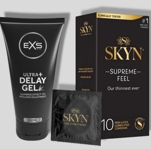 SKyn ​​Supreme Feel 10 штук + Пролонгатор EXS Delay Gel Ultra+ 100ml SOS5132 фото