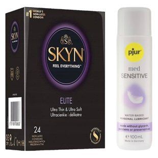 Комплект SKYN Elite 24 шт. + pjur MED Sensitive glide 100 мл SOS13299 фото