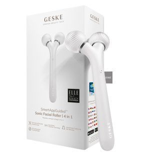 Електронний ультразвуковий ролик для обличчя GESKE Sonic Facial Roller 4в1 white HB0183 фото