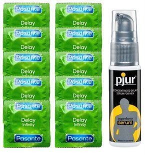 Комплект: Pasante Delay 10 шт + Пролонгатор pjur Superhero Serum (20 мл) SOS11029 фото
