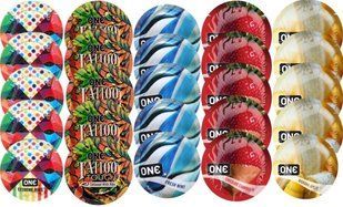 Набір з 25 шт One Extreme ribs + ONE Tattoo Touch + ONE Fresh Mint + ONE Chocolate Strawberry + ONE Banana Split SOS8262 фото