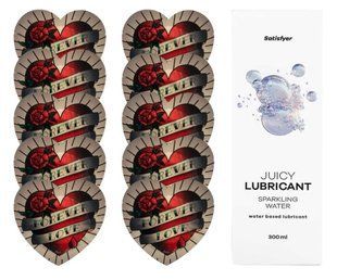 Комплект Pasante Heart 10шт. + Лубрикант Satisfyer Juicy Lubricant Sparkling Water 300 мл SOS11563 фото