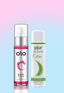 Набір - Лубрикант OLO Warming 60 мл (зігріваючий) та Лубрикант Pjur Woman Aloe &mdash; 100 мл LB23 фото