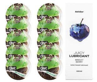 Комплект ONE Mint Chocolate 10 шт. + Лубрикант Satisfyer Juicy Lubricant Breezy Berry (300 мл) SOS12398 фото