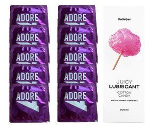 Набор Pasante Adore 10 шт. + Лубрикант Satisfyer Juicy Lubricant Cotton Candy (300 мл) SOS12098 фото
