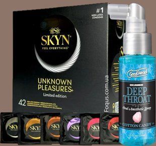 Набор SKYN Pleasures, 42 шт-6 видов + Спрей Doc Johnson GoodHead DeepThroat Spray - Cotton Candy 59 мл SOS5166 фото