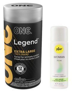 Набір ONE Legend Extra Large 12 шт + Pjur Woman Aloe 30 мл SOS13097 фото