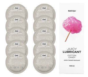 Комплект 𝐎𝐍𝐄 𝐃𝐨𝐦𝐞 10 шт. + Лубрикант Satisfyer Juicy Lubricant Cotton Candy (300 мл) SOS12212 фото