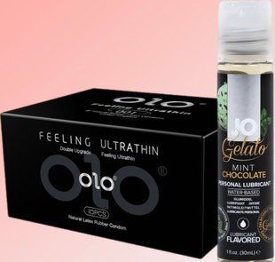 Набор OLO - ультратонкие -001 (10 штук) + Лубрикант System JO - Mint Chocolate (30 мл) SOS4553 фото