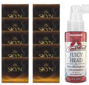 Комплект SKYN Passion Daiquiri 10 шт + Doc Johnson Good Head Juicy Head &ldquo;Strawberries & Champagne&rdquo; (59 мл) SOS13647 фото