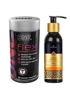 ONE Flex 10 шт + Змазка на водній основі Sensuva Natural Water-Based Orange Creamsicle (125 мл)&nbsp; SOS6400 фото