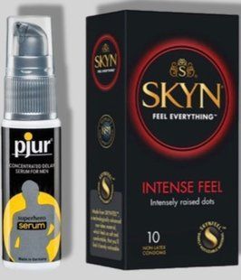 SKYN Intense Feel 10 шт + Пролонгатор pjur Superhero Serum 20 мл SOS5644 фото