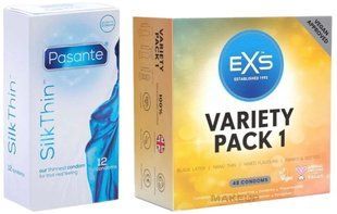 Набор с Pasante Silk Thin 12 шт + EXS Mixed Variety Pack 1, 48 штук SOS8111 фото
