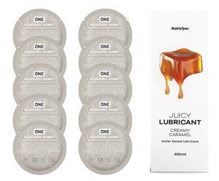 Комплект 𝐎𝐍𝐄 𝐃𝐨𝐦𝐞 10 шт. + Лубрикант Satisfyer Juicy Lubricant Creamy Caramel (300 мл) SOS12211 фото