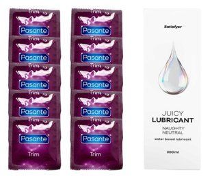 Комплект Pasante TRIM 10шт. + Лубрикант Satisfyer Juicy Lubricant Naughty Neutral 300 мл SOS11711 фото