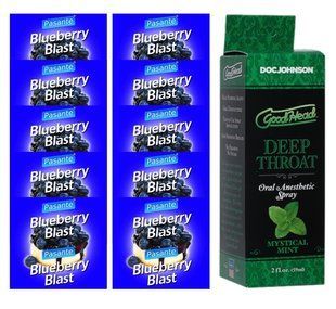 Комплект Pasante Blueberry Blast 10 шт + Doc Johnson GoodHead Deep Throat Spray Mystical Mint (59 мл) SOS13938 фото