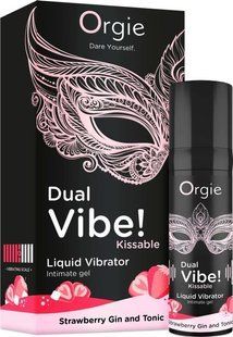Жидкий вибратор Orgie DualVibe! StrawberryGin&Tonic Kissable Liquid Vibrator, 15мл ST19 фото