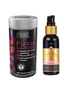 ONE Flex 10 шт+ Змазка на водній основі&nbsp;Sensuva Natural Water-Based Cotton Candy (57 мл)&nbsp; SOS6399 фото
