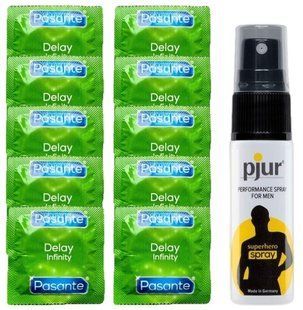 Комплект: Pasante Delay 10 шт + Пролонгатор pjur Superhero Spray (20 мл) SOS11026 фото