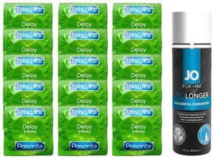 Комплект: Pasante Delay 15 шт + Пролонгатор System JO Prolonger Spray with Benzocaine (60 мл) SOS11066 фото