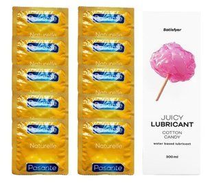 Набор Pasante Naturelle 10 шт. + Лубрикант Satisfyer Cotton Candy (300 мл) SOS12060 фото