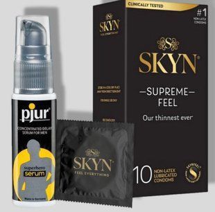 SKyn ​​Supreme Feel 10 штук + Пролонгатор pjur Superhero Serum 20 мл SOS5128 фото