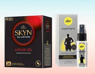 SKYN Intense Feel 36 шт. та спрей pjur Superhero 20 мл SOS6347 фото
