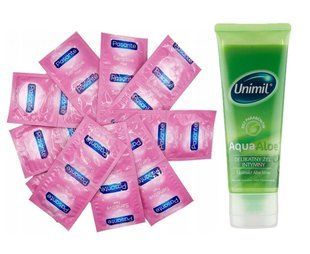 Pasante Sensitive Feel 20 шт та Лубрикант Unimil Aqua Aloe &ndash; 80 мл SOS950 фото