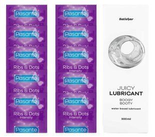 Комплект Pasante Intensity 10шт. + Лубрикант Satisfyer Juicy Lubricant Boogy Booty 300 мл SOS11609 фото