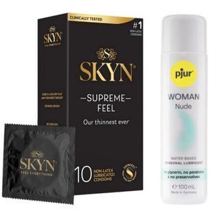 Комплект Skyn ​​Supreme Feel 10 шт + pjur Woman Nude 100 мл SOS13344 фото