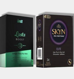SKYN Elite 24 шт + Пролонгатор Intt Lasts (15 мл) SOS5740 фото