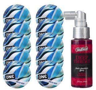 Комплект ONE Fresh Mint 10 шт + Doc Johnson &ndash; Wild Cherry, 59 мл SOS13784 фото