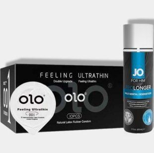 OLO 0.01 Feeling Ultrathin Black 10 шт + Пролонгатор System JO Prolonger Spray with Benzocaine (60 мл) SOS5898 фото