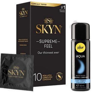Комплект Skyn ​​Supreme Feel 10 шт + pjur Aqua 30 мл SOS13343 фото