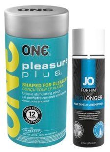 Набір з ONE Pleasure Plus 12 шт + Пролонгатор System JO Prolonger Spray with Benzocaine (60 мл) SOS9514 фото