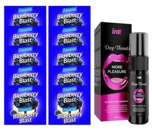 Комплект Pasante Blueberry Blast 10 шт + INTT Deep Throat Oral Spray (12 мл) SOS13934 фото