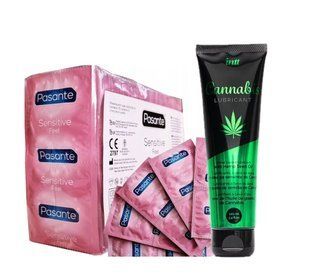 Pasante Sensitive Feel 72 шт та Лубрикант Intt Cannabis 100 мл SOS948 фото