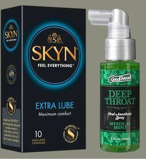 Набор Skyn ​​Extra Lube 10 штук + Спрей Doc Johnson GoodHead DeepThroat Spray - Mystical Mint 59 мл SOS5224 фото
