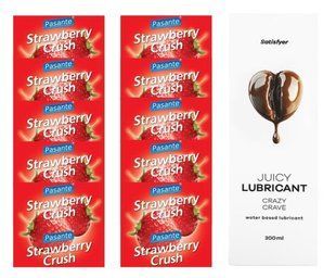 Комплект Pasante Strawberry 10шт. + Лубрикант Satisfyer Juicy Lubricant Crazy Crave 300 мл SOS11656 фото