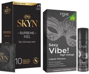 Набір з Skyn Supreme Feel 10 шт + Рідкий вібратор Orgie Sexy Vibe (15 мл) SOS10301 фото