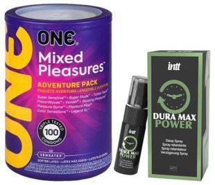 Набір з ONE Mixed Pleasures 100 шт + Пролонгатор Intt Dura Max Power (12 мл) SOS9463 фото