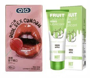 Набір : OLO Oral Candy смакові 10 шт та Лубрикант OLO SWEET SECRET з ароматом яблука 120ml OL36 фото