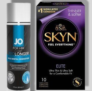 SKYN Elite 10 шт + Пролонгатор System JO Prolonger Spray with Benzocaine (60 мл) SOS5324 фото