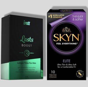 SKYN Elite 10 шт + Пролонгатор Intt Lasts (15 мл) SOS5323 фото