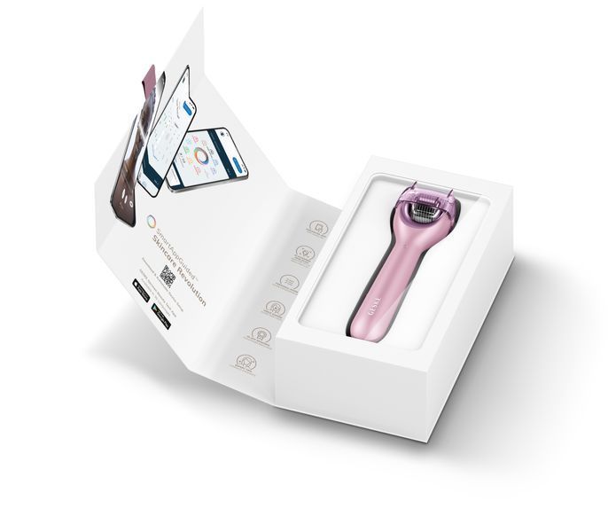 Электронный роллер для лица с микроиглами GESKE MicroNeedle Face Roller 9в1 pink HB0192 фото