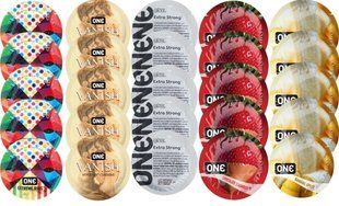 Набір з 25 шт One Extreme ribs + ONE 𝐕𝐀𝐍𝐈𝐒𝐇 + ONE Extra Strong + ONE Chocolate Strawberry + ONE Banana Split SOS8253 фото