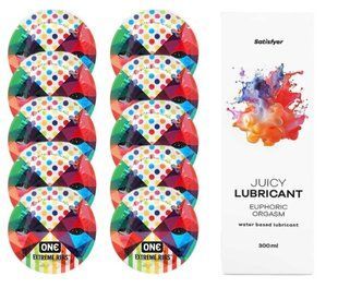 Комплект One Extreme ribs 10 шт. + Лубрикант Satisfyer Juicy Lubricant Euphoric Orgasm (300 мл) SOS12154 фото