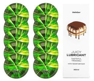 Комплект One Glowing 10 шт. + Лубрикант Satisfyer Juicy Lubricant Tasteful Tiramisu (300 мл) SOS12204 фото