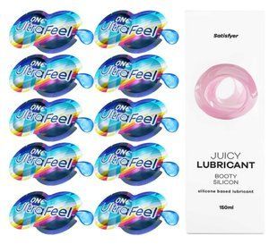 Комплект 𝐎𝐍𝐄 𝐔𝐥𝐭𝐫𝐚𝐅𝐞𝐞𝐥 10 шт. + Лубрикант Satisfyer Juicy Lubricant Booty Silicon (150 мл) SOS12304 фото