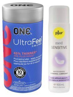 Набір ONE UltraFeel 10 шт + Pjur MED Sensitive Glide 100 мл SOS13082 фото